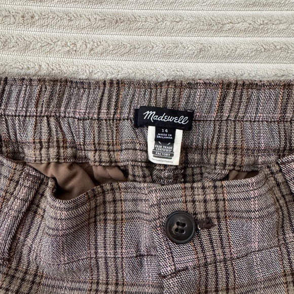 Madewell Harlow Wide Leg Pant in Tan Plaid - Picture 6 of 8